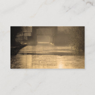 Bridge in morning sun and mist business card