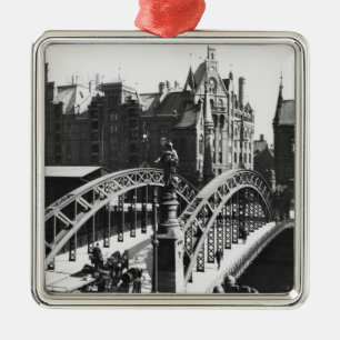 Bridge in the Speicherstadt  Hamburg, c.1910 Metal Ornament