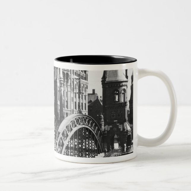 Bridge in the Speicherstadt  Hamburg, c.1910 Two-Tone Coffee Mug (Right)