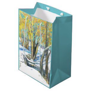 bridge in the winter medium gift bag