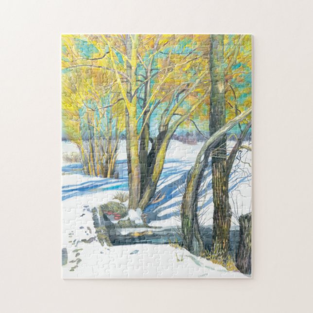 Bridge in the winter Watercolor painting Jigsaw Puzzle (Vertical)