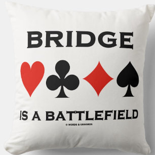 Bridge Is A Battlefield Four Card Suits Cushion