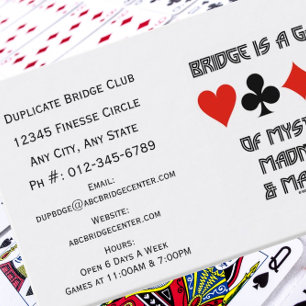 Bridge Is A Game Of Mystery Madness And Mayhem Business Card