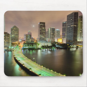 Bridge leads across waterway to downtown Miami Mouse Pad