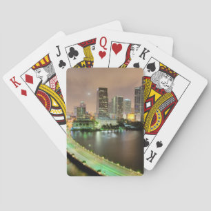 Bridge leads across waterway to downtown Miami Playing Cards
