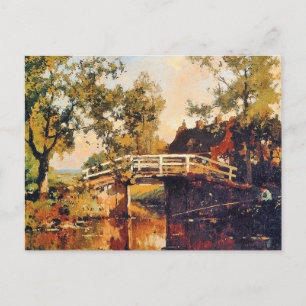 Bridge near Estate Linschoten, fine art painting, Postcard