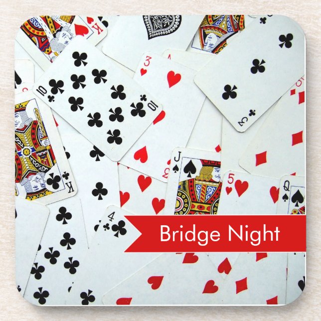 Bridge Night Card Game Cork Coasters (Front)