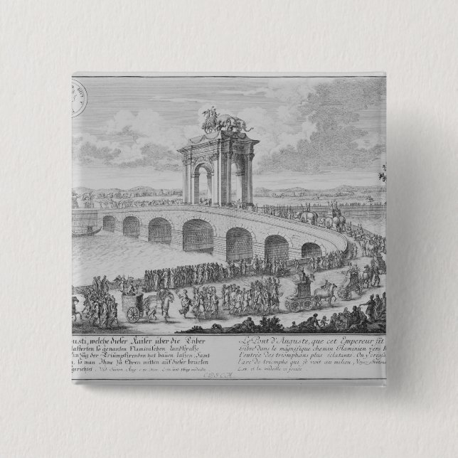 Bridge of Augustus on Via Flaminia, near Rimini, I 15 Cm Square Badge (Front)