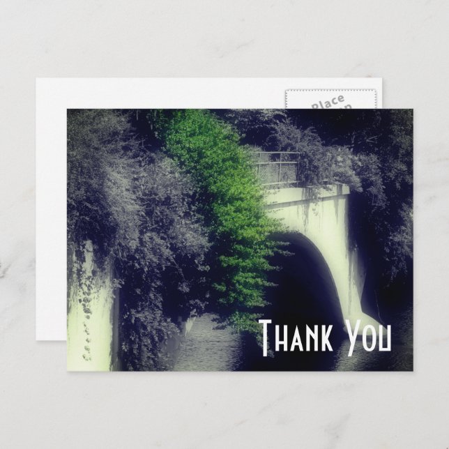 Bridge Of Flowers Black And White Thank You  Postcard (Front/Back)