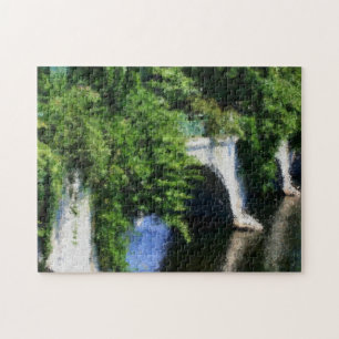 Bridge Of Flowers Impressionist Photo Painting Jigsaw Puzzle