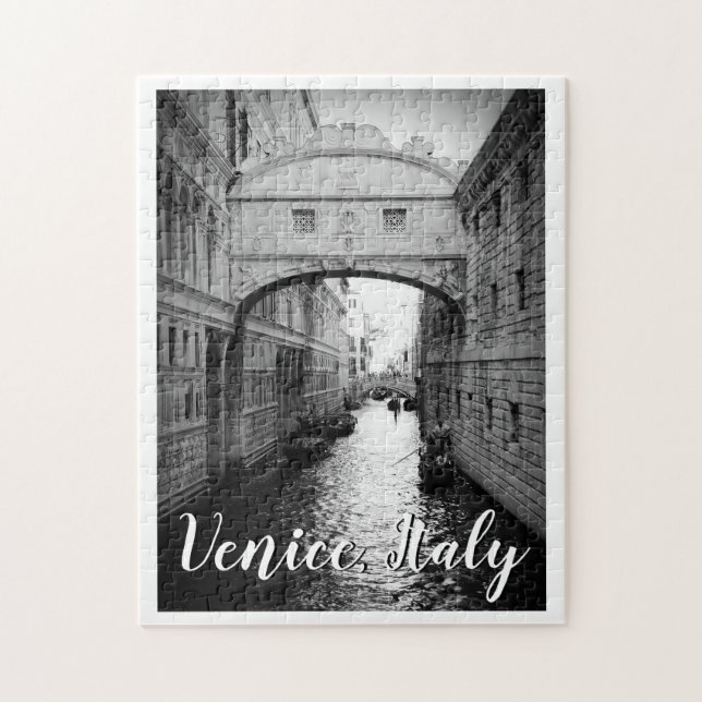 Bridge of Sighs Venice Italy Black & White Photo Jigsaw Puzzle (Vertical)