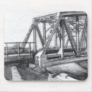 Bridge old pencilart Monochrome Black & White Mouse Pad