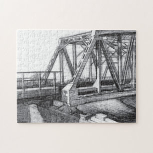 Bridge old pencilart  Monochrome Jigsaw Puzzle
