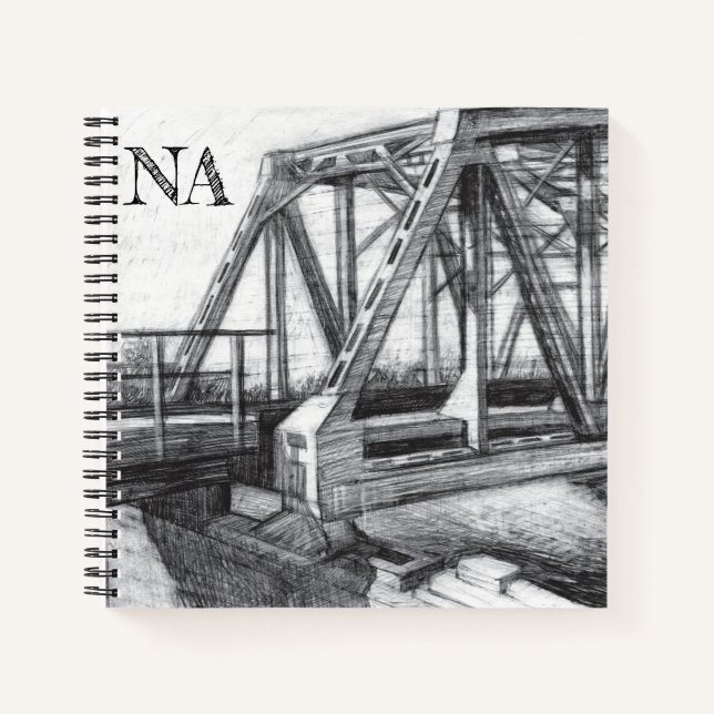 Bridge old pencilart  Monochrome Notebook (Front)