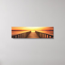 Bridge On Calm Sea Panoramic Canvas Art
