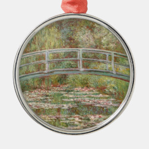 Bridge Over a Pond of Water Lilies Metal Ornament