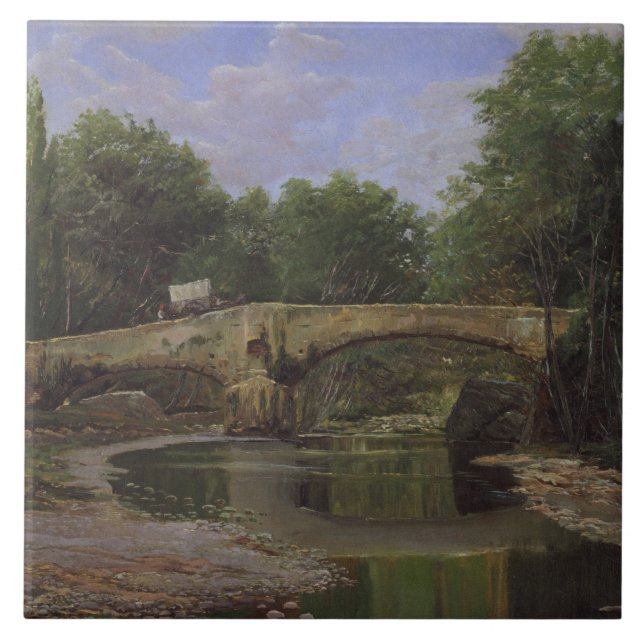 Bridge Over a River in Spain (by Santiago Rusiñol) Ceramic Tile (Front)