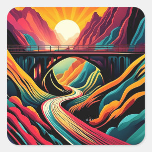 Bridge over ravine 1 square sticker