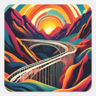 Bridge over ravine 3 square sticker