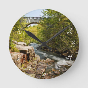 Bridge Over River Round Clock
