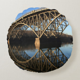 Bridge Over Schuylkill River Round Cushion
