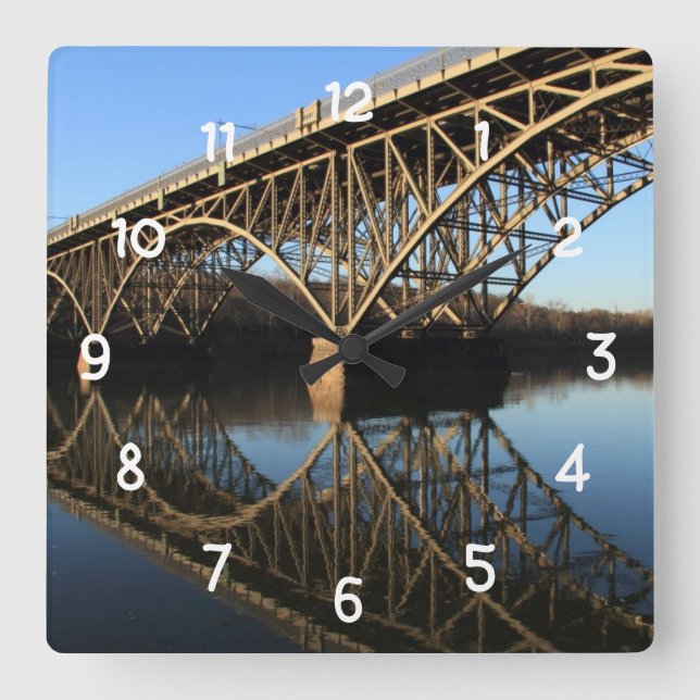Bridge Over Schuylkill River Square Wall Clock (Front)
