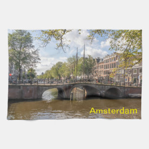 Bridge over the Keizersgracht, Amsterdam, Netherla Tea Towel