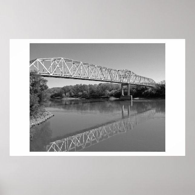 Bridge Over The River Missouri (B & W) Poster (Front)
