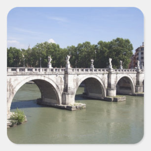 Bridge over the river Tiber, Rome (Italy). It's Square Sticker