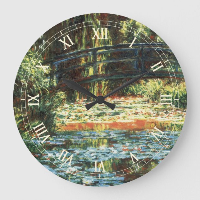 Bridge Over the Waterlily Pond by Claude Monet Large Clock (Front)