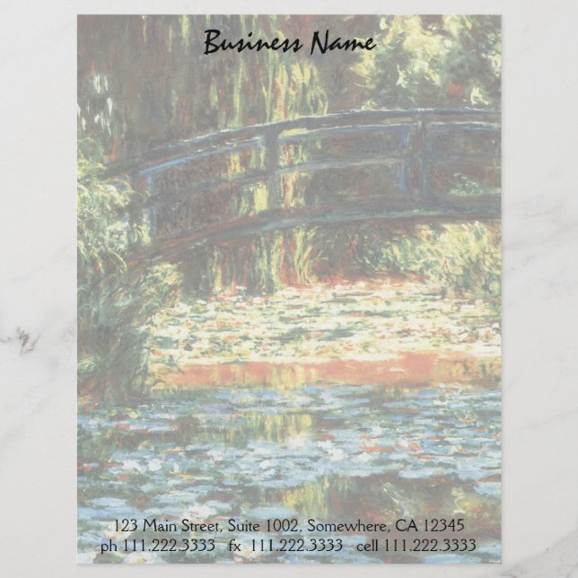 Bridge Over the Waterlily Pond by Claude Monet Personalized Letterhead (Front)