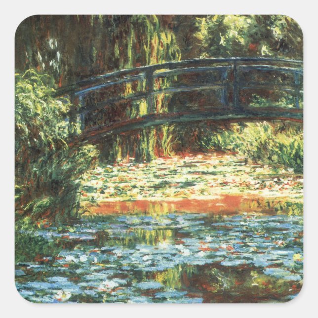 Bridge Over the Waterlily Pond by Claude Monet Square Sticker (Front)