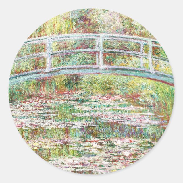 Bridge Over Water Lilies Pond - Claude Monet Classic Round Sticker (Front)