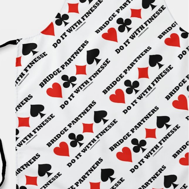 Bridge Partners Do It With Finesse Four Card Suits Apron (Let your wry bridge partner side shine with this all-over-print apron!)