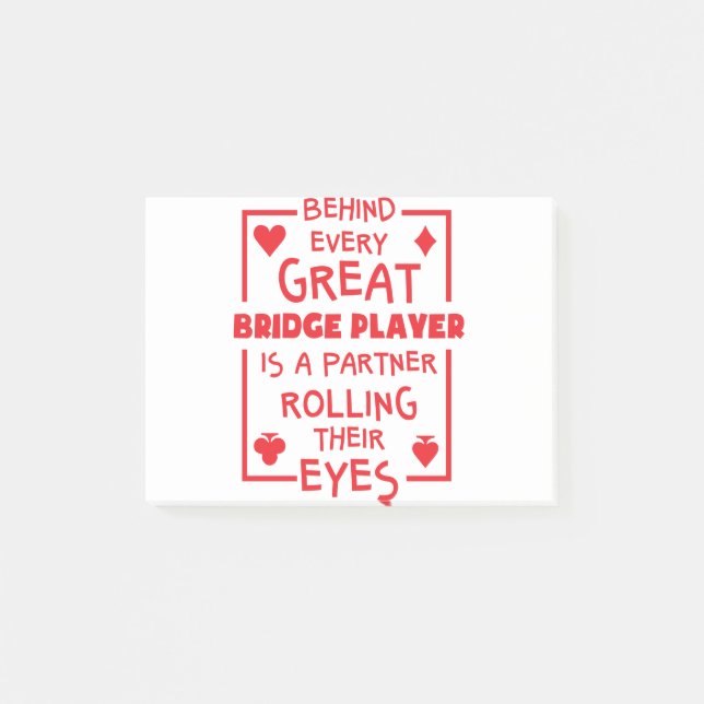 Bridge Player Partner Rolling Their Eyes Funny Post-it Notes (Front)