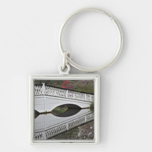 Bridge reflecting on pond, Magnolia Key Ring