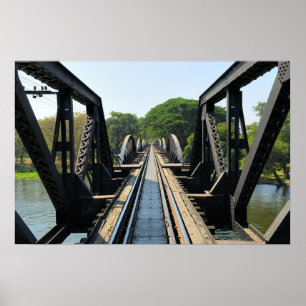 Bridge through river Kwai on Death Railway Poster