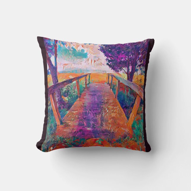 Bridge to peace a vibrant cushion (Front)