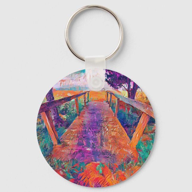 Bridge to peace an A.I. developed painting  Key Ring (Front)