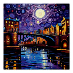 Bridge under moonlight 1 poster