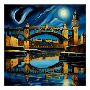 Bridge under moonlight 2 poster