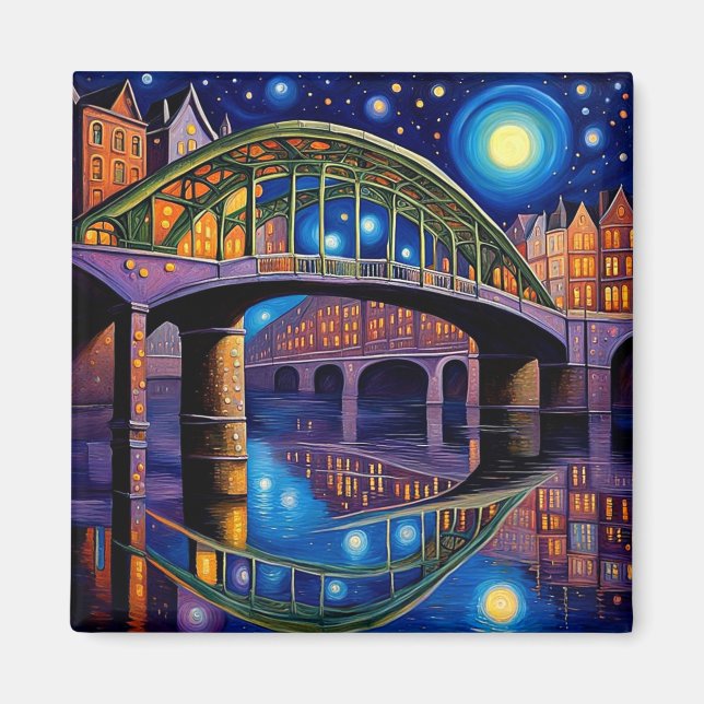 Bridge under moonlight 5 magnet (Front)