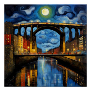 Bridge under moonlight 6 poster