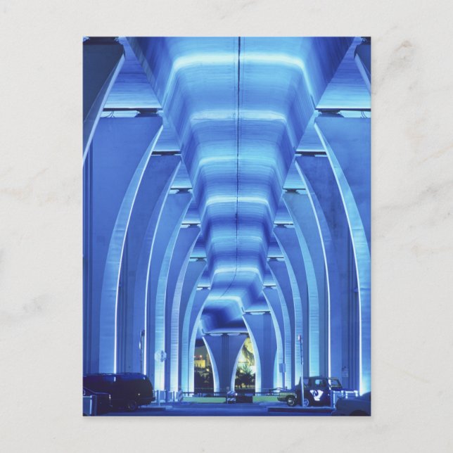 Bridge, underneath lighting, Port of Miami, Postcard (Front)