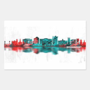 Bridgeport Connecticut Skyline Rectangular Sticker