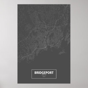 Bridgeport, Connecticut (white on black) Poster