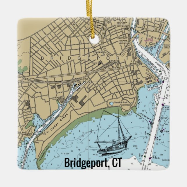 Bridgeport CT Chart Ceramic Ornament (Front)