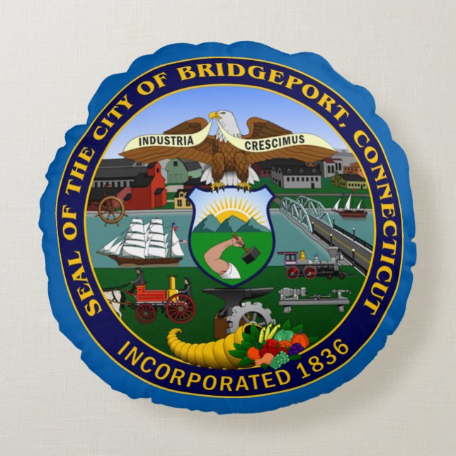 Bridgeport, CT Seal Round Cushion (Front)