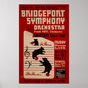 Bridgeport Symphony Orchestra Vintage Music Poster
