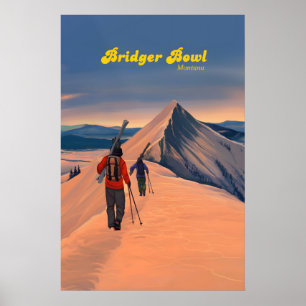 Bridger Bowl Montana Ski Resort Travel Poster